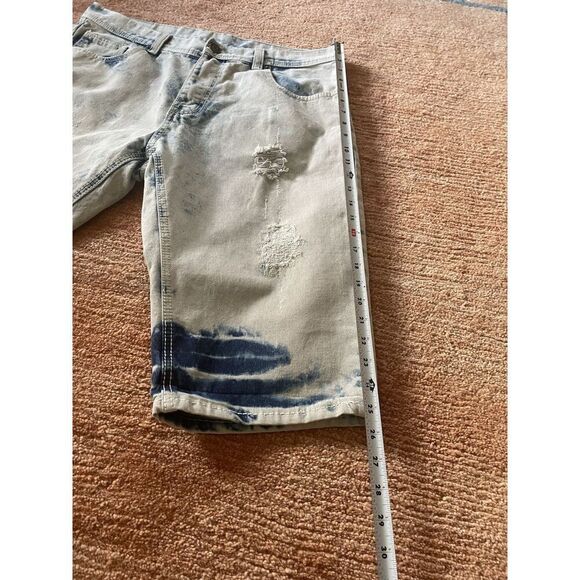 Attitude Gold AG Men’s Shorts Brooklyn Fit Blue Slim Distressed Size 36 - Picture 8 of 11